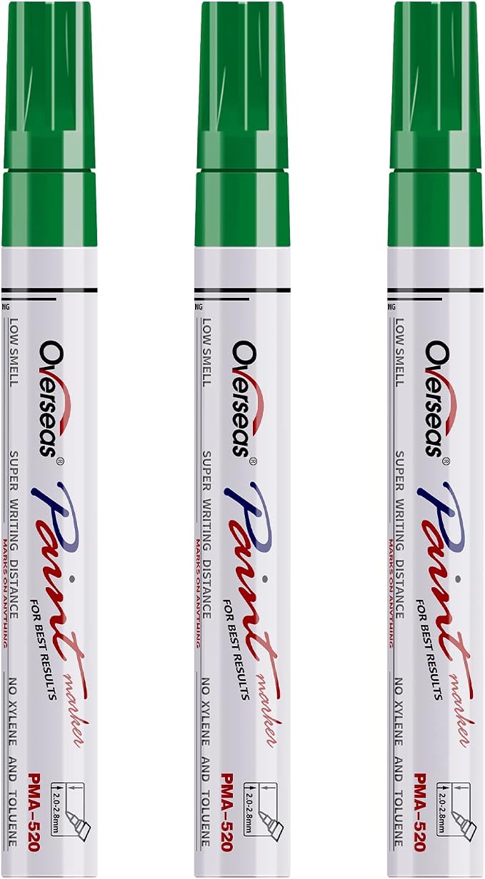 Overseas Green Paint Pens Permanent Markers, 3 Oil Based Paint Makrers | Medium by Overseas