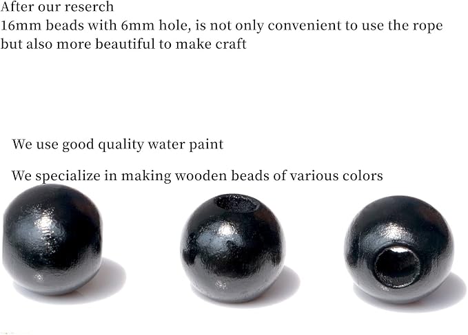 240Pcs Black Wood Beads 16mm for Craft Large Hole Wood Beads Hole:6mm - Image 4