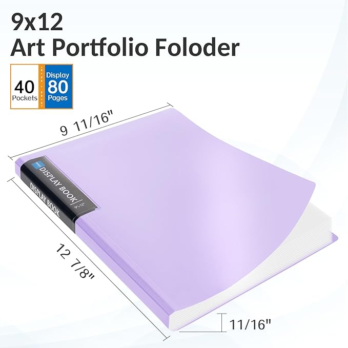 Sooez Art Portfolio 9"x12", 40 Pockets Large Display Folder - Image 2