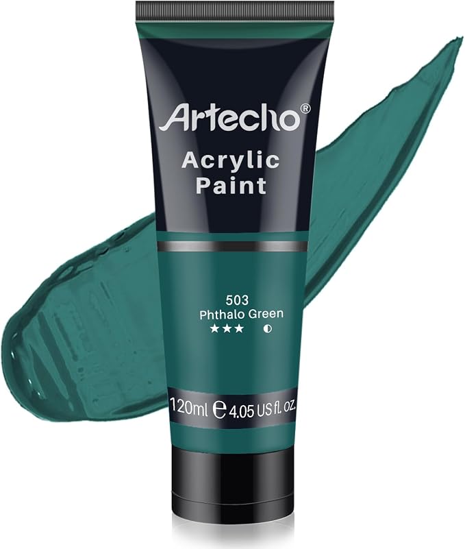 Artecho Green Acrylic Paint, Phthalo Green Paint Tubes, Art Craft Paints by Artecho
