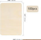 ZOENHOU 100 PCS 6 x4 Inch Unfinished Basswood Blanks, Rectangle Wood Pieces - Image 2
