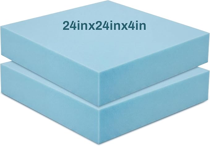Frienda 2 Pack 4" x 24" x 24" Upholstery High Density Foam Cushion Replacement by Frienda