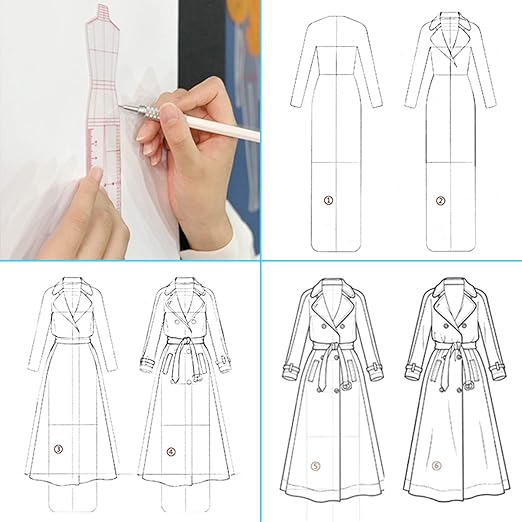 4 Models Fashion Illustration Rulers, Fashion Sketching Templates Ruler - Image 3