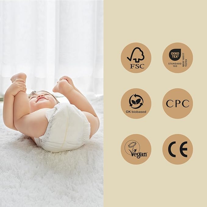 ECO BOOM Diapers, Viscose from Bamboo Diapers, Natural Soft Disposable Nappies for Infant, Size 4 Suitable for 20 to 31lb (Large - 30 Count)