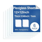 6 Pack Clear Plexiglass Sheets 12×12×0.04InThin PET Plexiglass Sheets by Polvtor