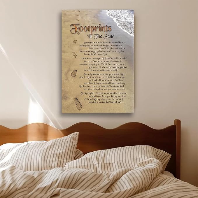 Zapeeitt Footprints On The Beach Poems Inspirational Quotes Poster Art Print - Image 5