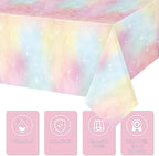 Tiamon 1 Pc Pastel Rainbow Tablecloths Birthday Decorations Pastel Table Cloths - Image 3