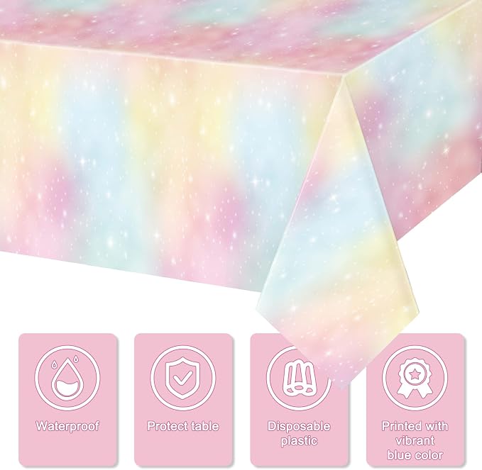 Tiamon 1 Pc Pastel Rainbow Tablecloths Birthday Decorations Pastel Table Cloths - Image 3