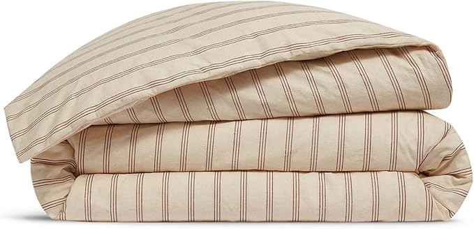 mixinni Striped Duvet Cover Set Twin Size, 3 Piece Cotton Linen Blend Bedding - Image 8
