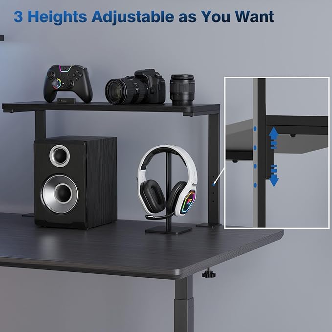 2-Tier Desk Extender, 22-inch Clamp-On Desk Shelf, Height-Adjustable Desktop - Image 6