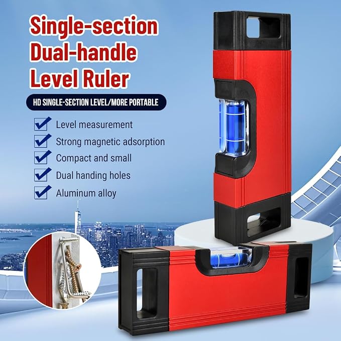 Pocket Spirit Level Ruler – Magnetic Base & Durable Aluminum Construction – - Image 2