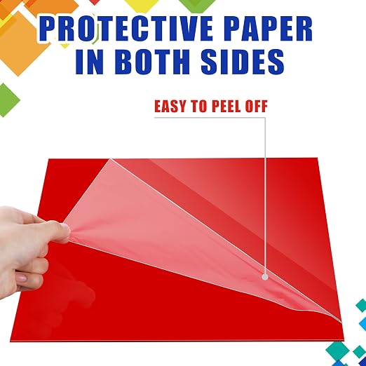 Outus 6 Pieces Colored Acrylic Sheet White 12 x 12 Inch Colorful Clear Sheet - Image 6