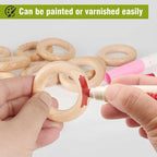 FoDau770 5pcs Natural Beech Wooden Rings, Unfinished Solid Wood Rings Heavy - Image 6