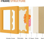 4x4 Picture Frame with Real Glass, Wooden cute 4 x 4 Photo Frame with Wavy Mat - Image 5