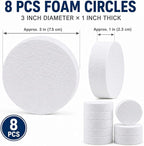 8 Pcs 3 Inch Foam Circles for Crafts, 1 Inch Thick White Polystyrene Round Foam - Image 2