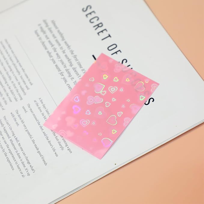 100pcs Holographic Colors Card Sleeves, 3.58x2.6in/91x66mm Colored Heart-Shaped - Image 6