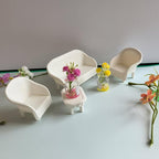 4 Pack Miniature White Wicker Tea Table and Chair Set, Dollhouse Furniture Decor - Image 3
