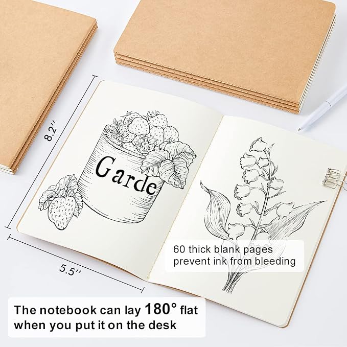 feela 15 Pack Blank Kraft Notebooks, Unlined Sketchbook Note Pad Travel Journal - Image 2