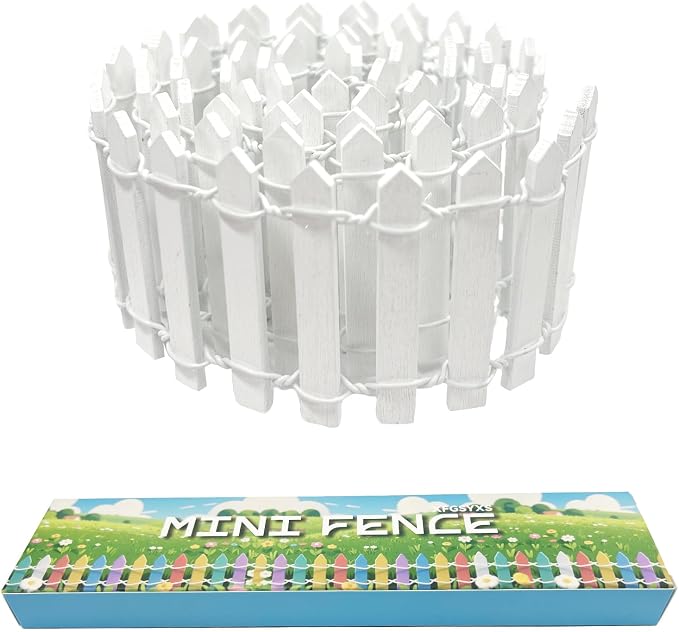 35 Inches White Mini Fairy Garden Fence Small Wood Decorative Picket Fence DIY by XFGSYXS