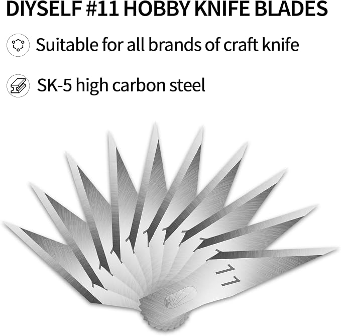 DIYSELF 20PCS Craft Knife Blades, SK5 Carbon Steel #11 Exacto Knife Blades - Image 5
