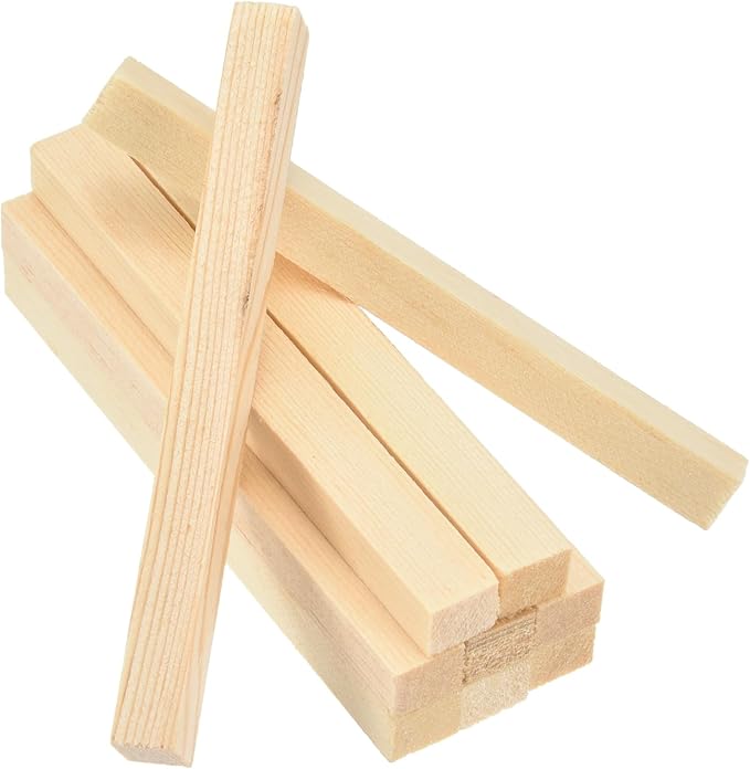 MECCANIXITY 10Pcs Wood Strips Slats, 5/16" x 3/8" x 4" Thin Wood Sticks Flat by MECCANIXITY