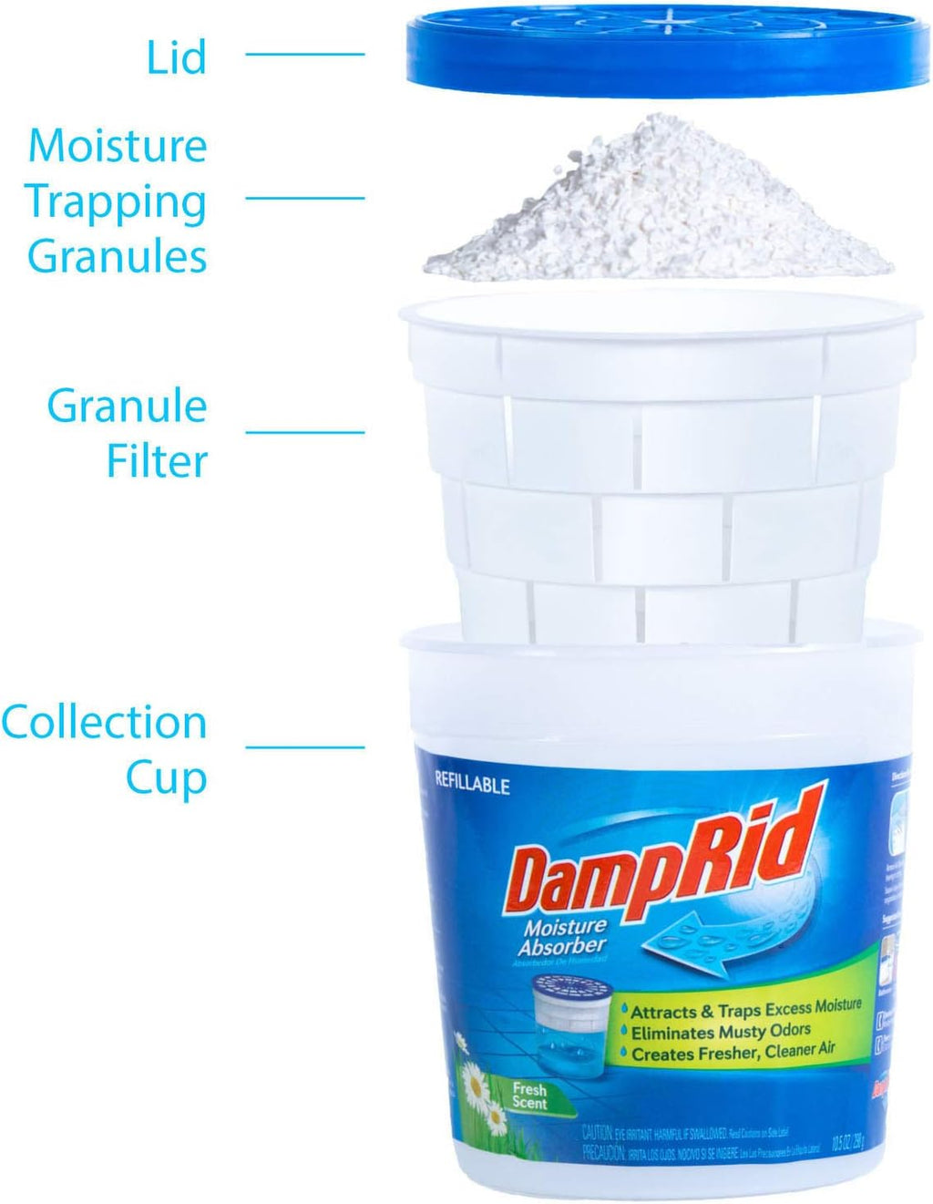 DampRid Fresh Scent Refillable Moisture Absorber - 10.5oz cup – Traps Moisture for Fresher, Cleaner Air