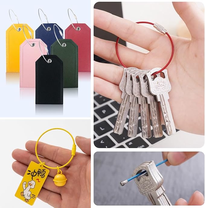 ROYHOO 50PCS 5.9" Steel Wire Keychain, Colored Nylon Coated Stainless Steel - Image 5
