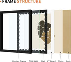 10x10 Picture Frame with Wavy Mat, Wooden Real Glass 10 x 10 Photo Frame - Image 5