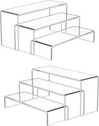 Goabroa 6 Pcs 8'' Clear Cupcake Display Risers, 3 Tiers Rectangular Risers by Goabroa