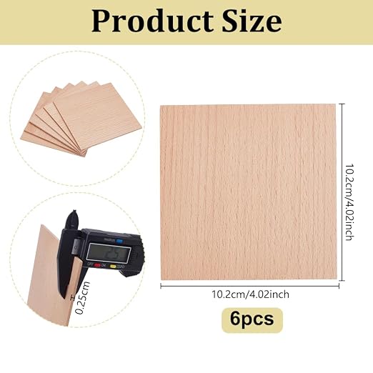 OLYCRAFT 6Pcs 4x4 Inch Balsa Wood Sheets 2.5mm Thickness Unfinished Beech Wood - Image 2