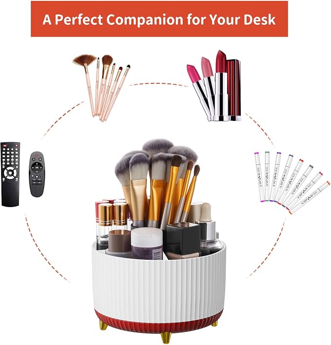 Marbrasse Desk Organizer, 360-Degree Rotating Pen Holder, Desk Organizers and - Image 6