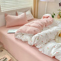 Nayoroom Pink Floral Duvet Cover Queen Size Coquette Tulip Printed on White by Nayoroom