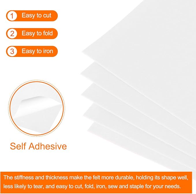 MECCANIXITY Adhesive Felt Sheets, Felt Fabric Crafts Back Adhesive Felt Sheets - Image 4