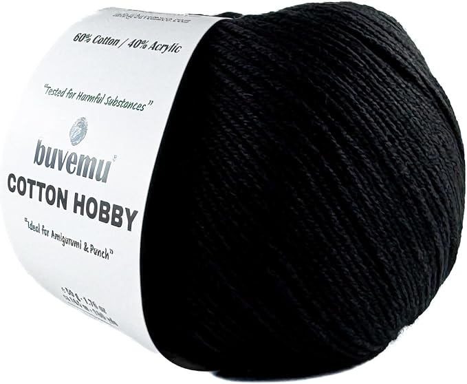 Cotton Hobby Yarn for Amigurumi Crochet & Knitting | 1.76 oz / 180 yds by buvemu
