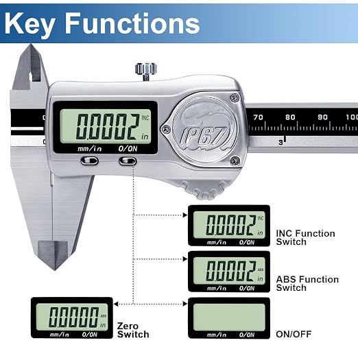 Kynup Caliper Measuring Tool IP67 Waterproof, Digital Caliper Outside Micrometer - Image 4