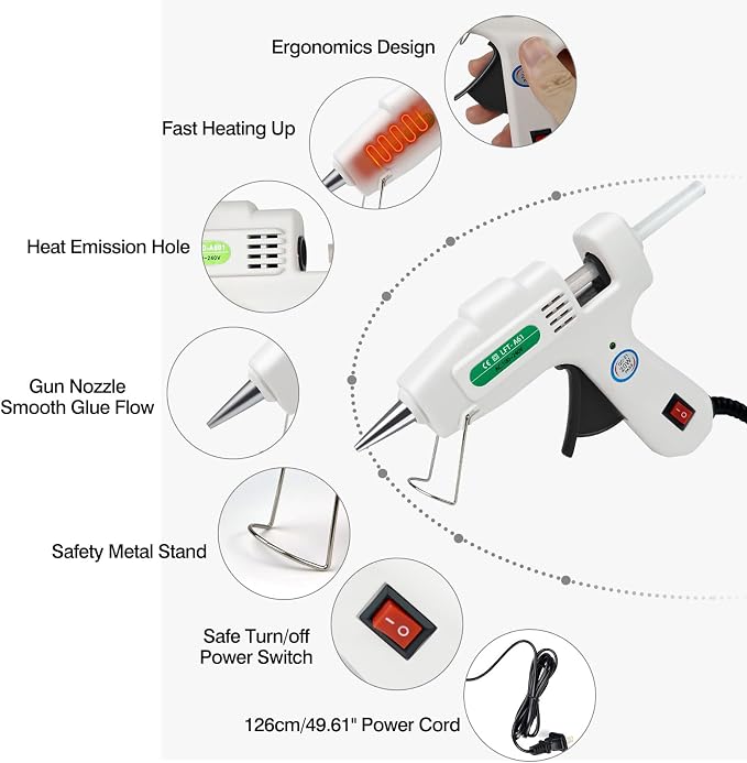 SHJADE Hot Glue Gun with 30 Glue Sticks, 20W Mini Hot Melt Gun Kit | Fast - Image 3