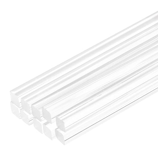 MECCANIXITY 10pcs Acrylic Square Rods 1/4" x 10" Clear Acrylic Dowel Rods by MECCANIXITY