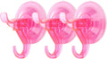Antimbee 3 Pack Suction Cup Hooks, Clear Suction Cup Hanger, Removable Small Suction Cups for Shower, Bathroom, Glass, Door, Windows, Kitchen-Up to 11 lbs on Smooth Surface (Transparent Pink)