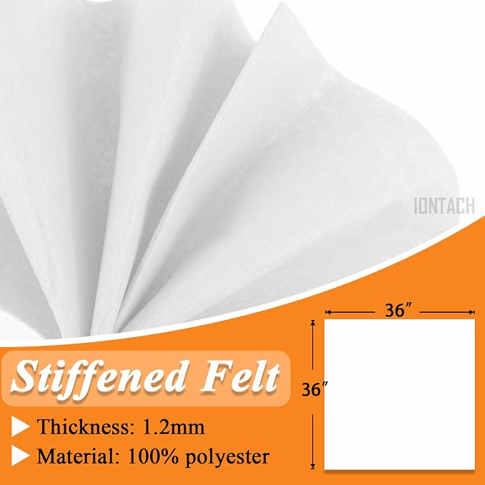 IONTACH 36" X 36" White Stiff Felt Fabric 1.2mm Thick | Felt Sheet - Image 3