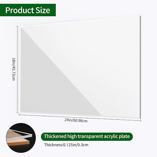 Lesnlok 4 Pack 18 x 24 Acrylic Sheets 1/8 Thick 3mm Clear Plexiglass Sheet - Image 2
