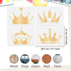 4 Pack Crown Craft Stencil Templates 11.7 x 8.3 Inch Reusable Princess Qeen Art - Image 2