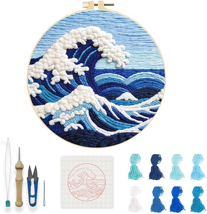 INFUNLY Blue Waves Punch Needle Kit by INFUNLY
