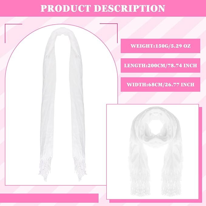 Suhine 6 Pcs Blank White Cotton Scarf to Tie Dye, Full Cotton Scarf Bikini - Image 5