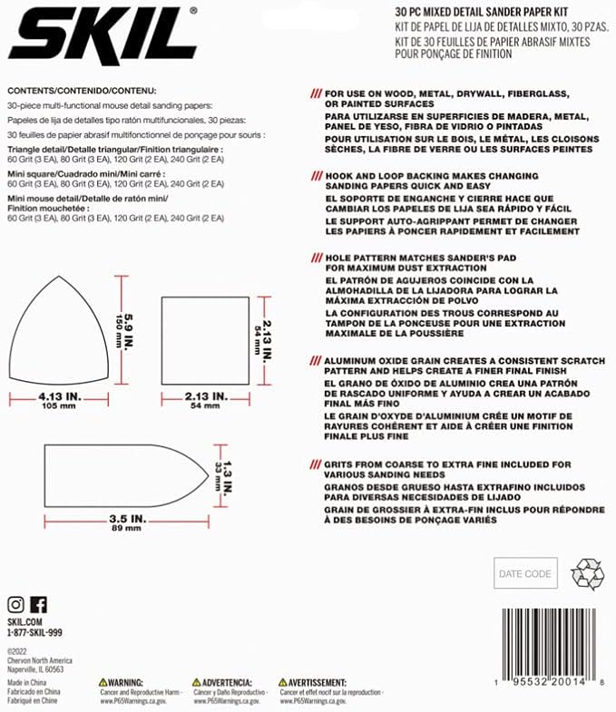 SKIL 30-Piece Mixed 60/80/120/240 Grits Detailed Sand Paper Kit - Image 3