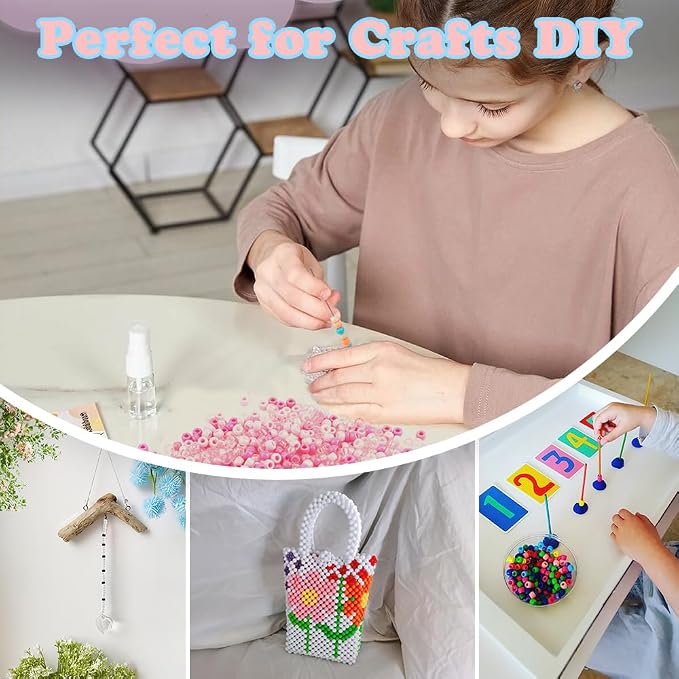 1100pcs QPIXVB Pink Pony Beads, Hair Bead - Image 4