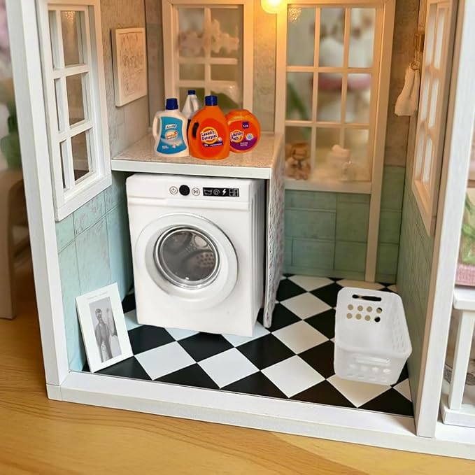 1:12 Scale Miniature Electric Washer and Dryer Set, Realistic Dollhouse Laundry - Image 5