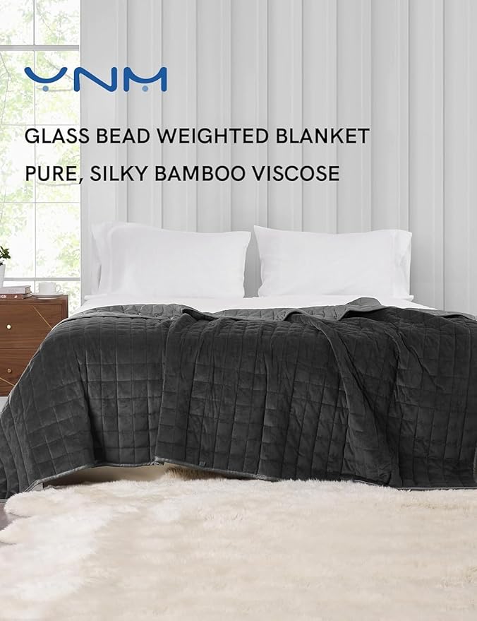 YnM Exclusive Weighted Blanket, Cooling Bamboo & Cozy Velvet Dual-Sided - Image 3