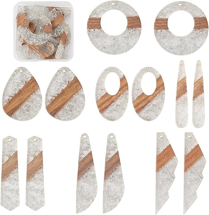 FASHEWELRY 14Pcs Resin Wood Earring Charms by FASHEWELRY