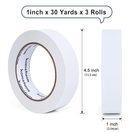 Double Sided Tape 1 Inch x 30 Yards, 3 Rolls Double-Sided Adhesive Tape - Image 2