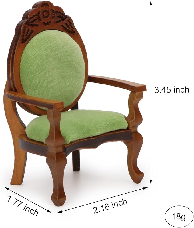 Dollhouse Chair 2PCS Miniature Furniture Retro Vintage Chair Wooden Accessories - Image 5